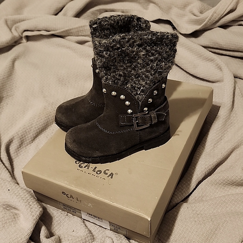 Toddler girls size Euro 23 US7T Oca-Loca grey boots